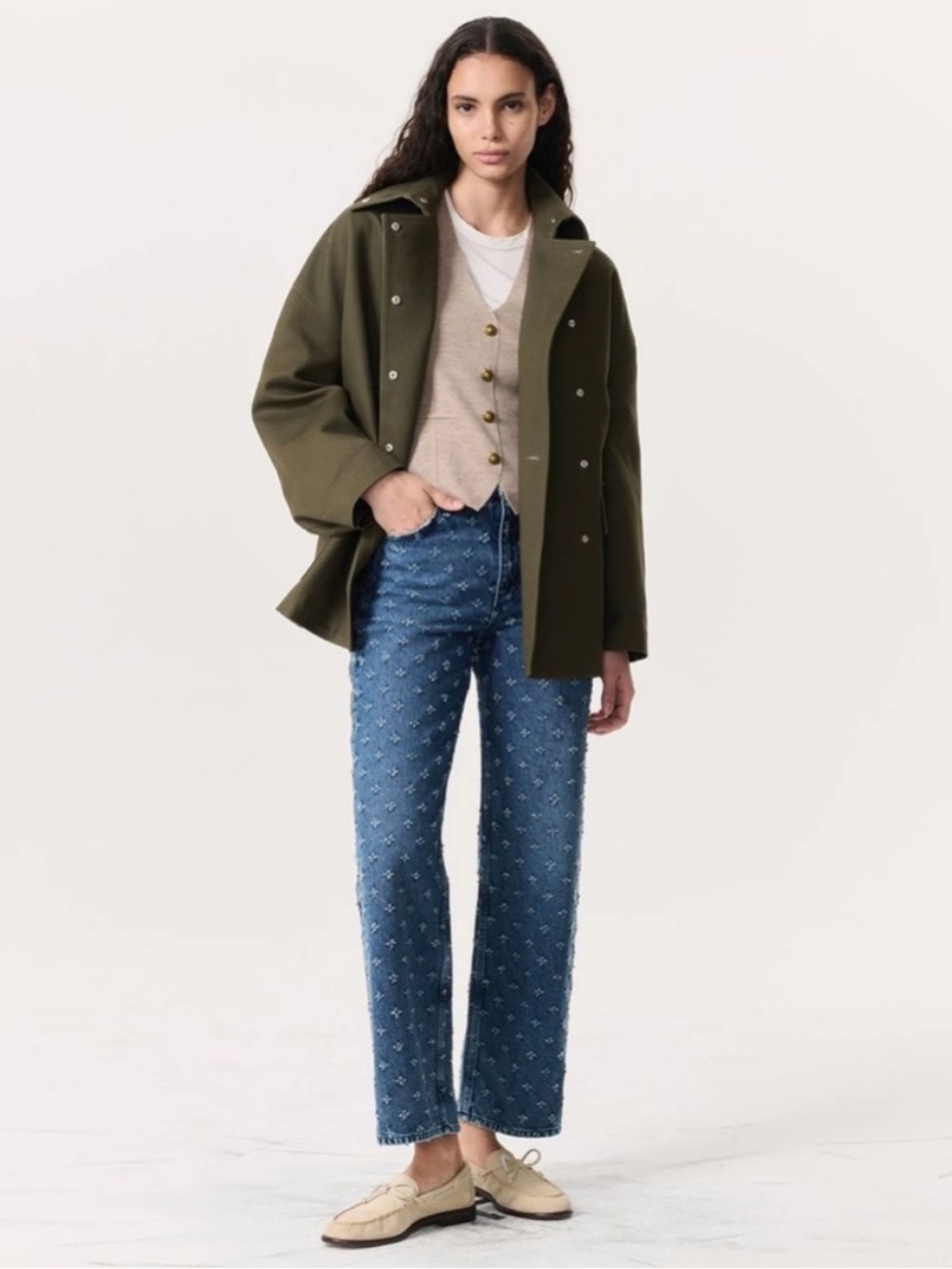 Rag & Bone Jeans Shea Ankle-Length Relaxed Straight in Textured Vintage Tweed